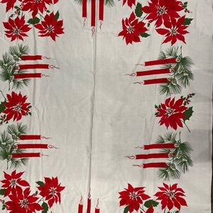 Vintage Red,White and Green Christmas Tablecloth